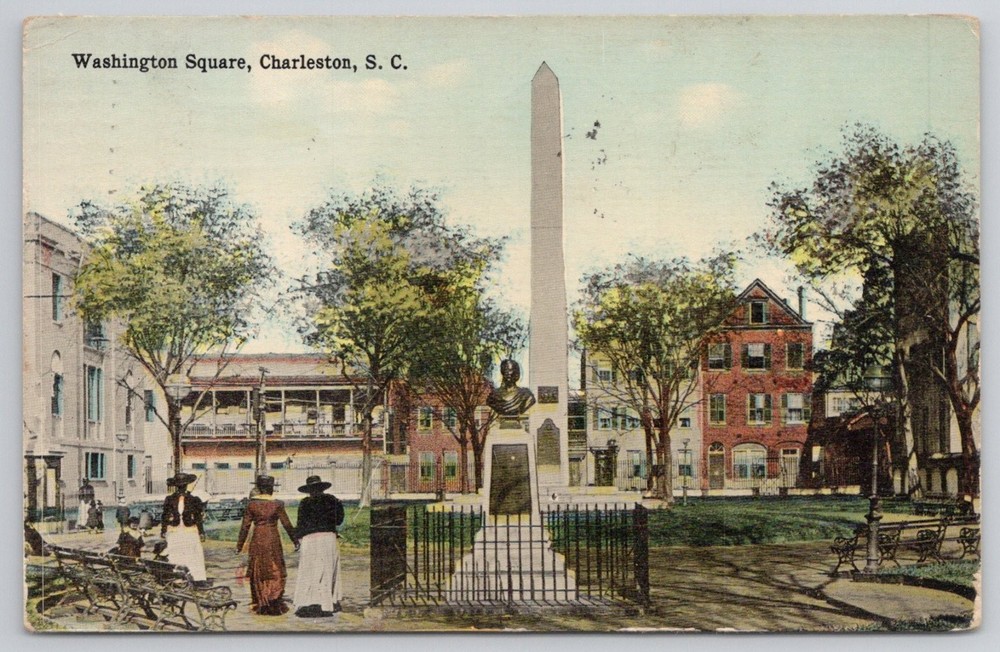 Washington Square Charleston SC Obelisk Postcard 1916 Vintage South Carolina