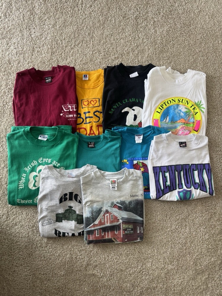 Vintage T Shirt Lot of 10 Made In USA Single Stitched 80s 90s Size Medium- XL