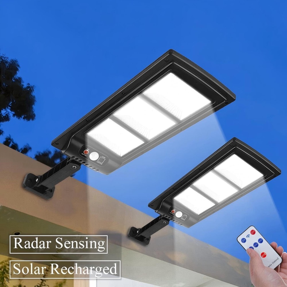 2 Pack Outdoor Solar Wall Light 180 LED Motion Sensor Bright Flood Street Lamp
