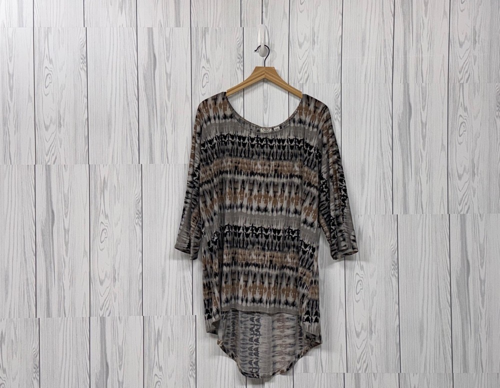 Cato blouse womens size 24w long sleeve tunic patterned stretch pullover