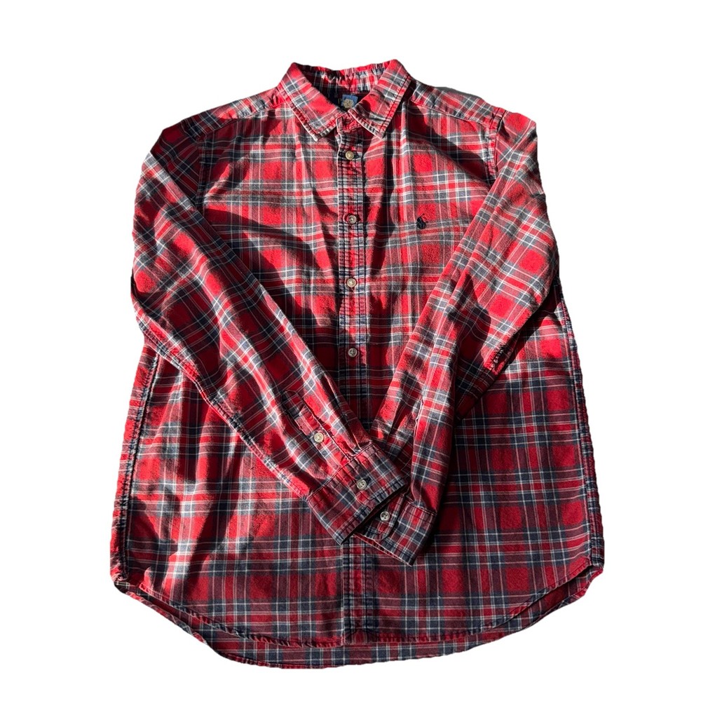 Vintage Polo Ralph Lauren Long Sleeve Red Plaid Button Down Shirt Men’s X-Large