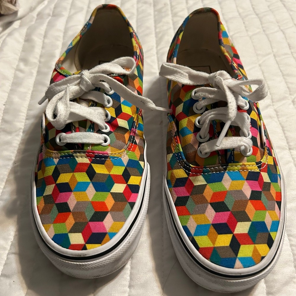 Vans Authentic Multicolor Geometric Cube Print Sneakers Women’s 8.5 (Men’s 7)