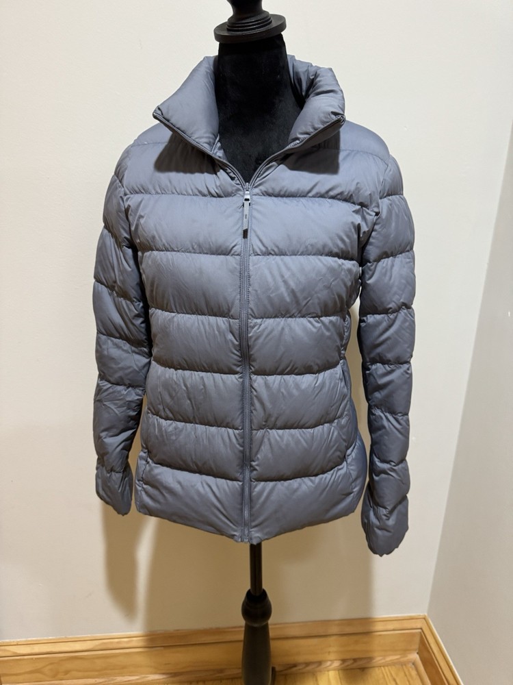 Uniqlo Ultra Light Down Blue Full Zip Quilted Puffer Jacket Coat Womens S