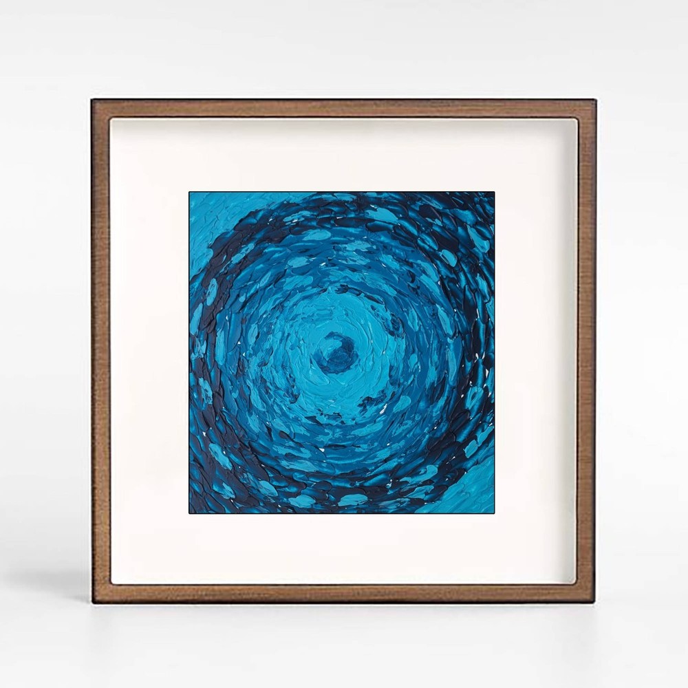 Sardines Fish Swirl Painting Blue Ocean Abstract Marine Life Original Artwork