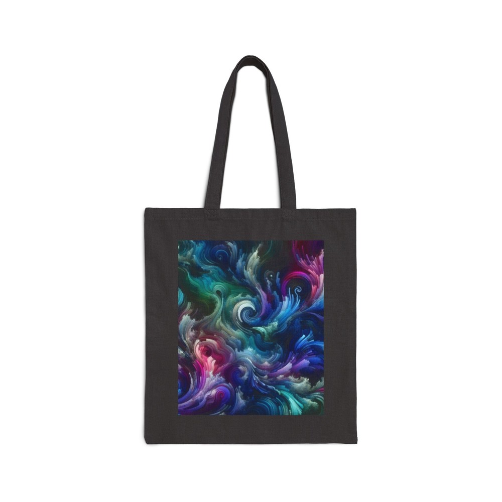 Colorful Abstract Cotton Canvas Tote Bag - Teal Fuchsia Purple Black - Perfect Gift