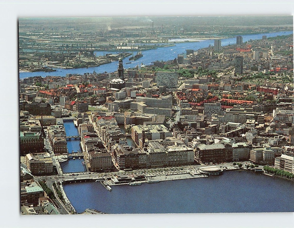 Postcard Aerial View Jungfernstieg Hamburg Germany