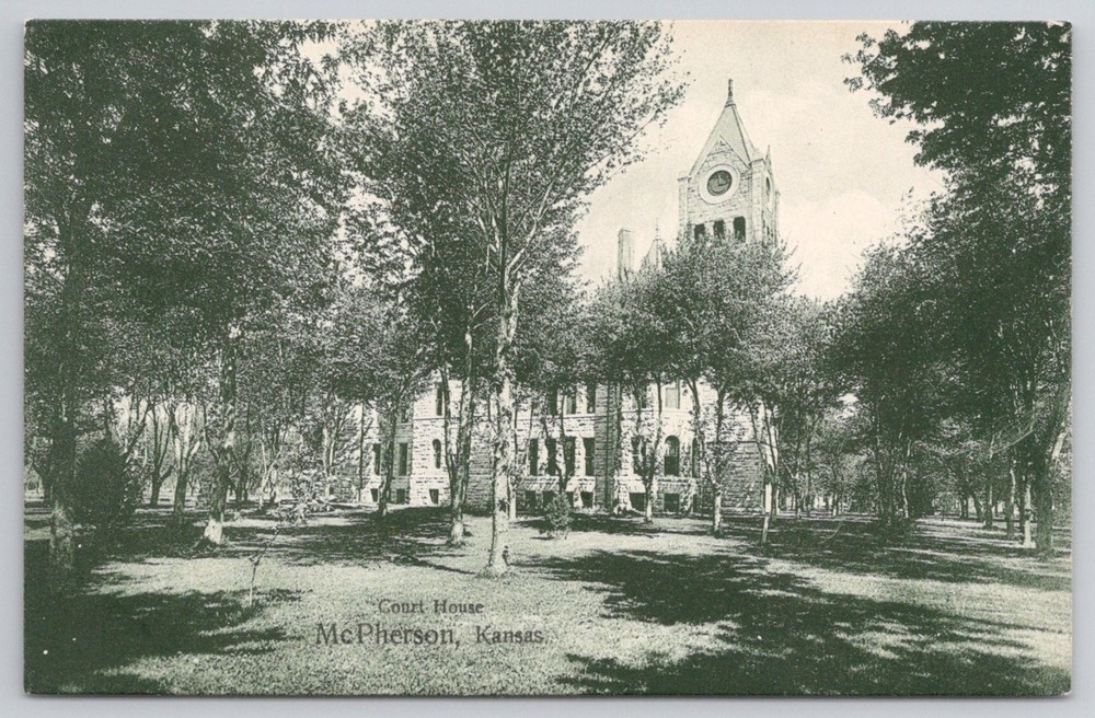 Early 1900s McPherson Kansas Court House Undivided Back Postcard