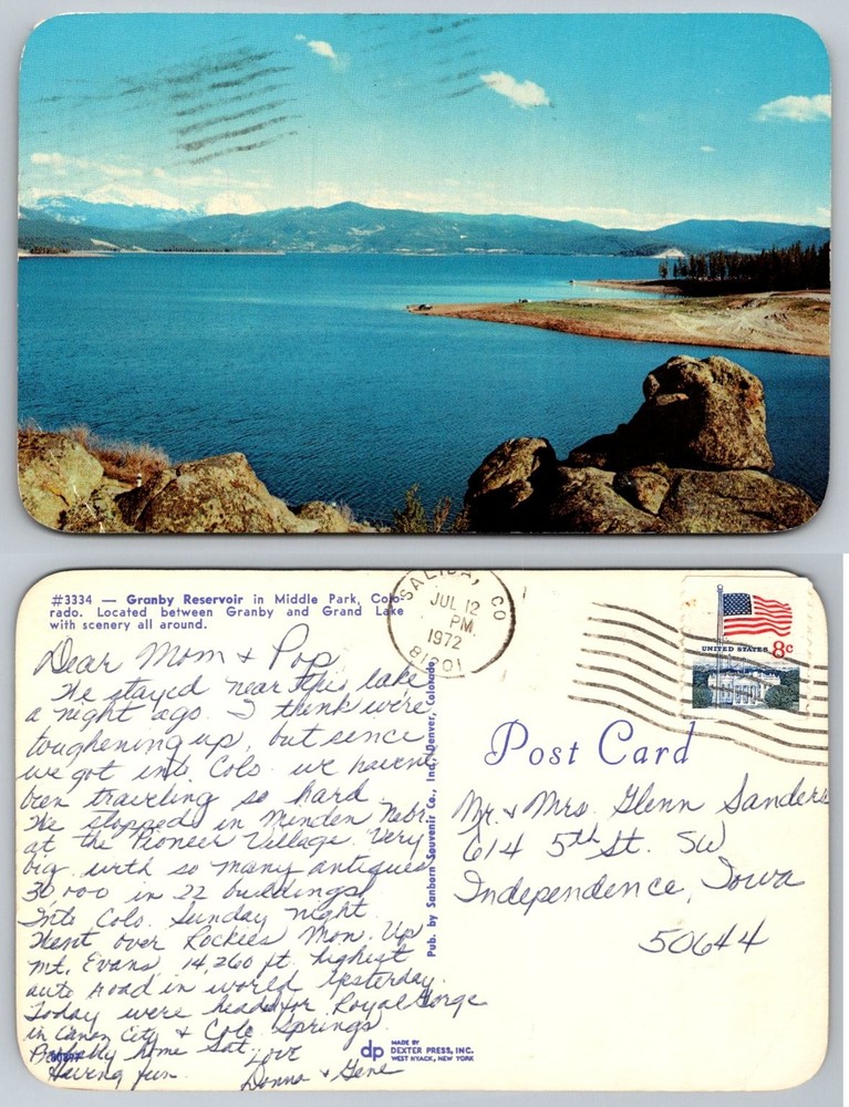 Granby Reservoir Colorado Postcard 1972 Middle Park Rocky Mountains Scenic View