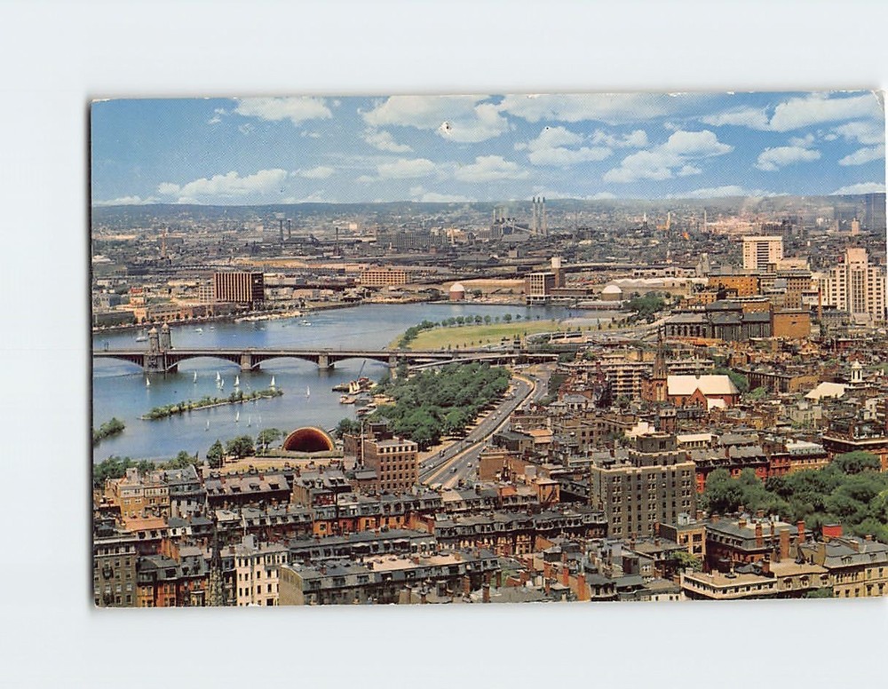 Postcard Aerial View Charles River Basin Massachusetts USA