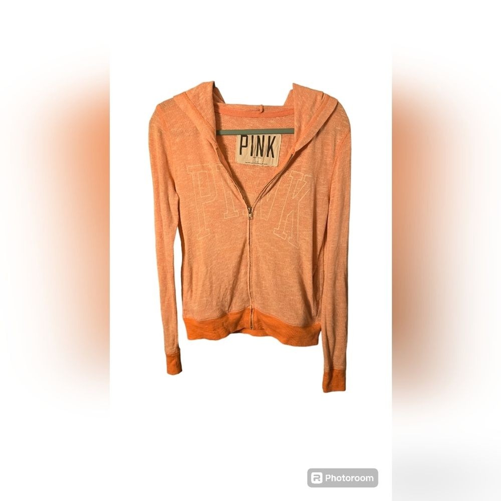 Victoria's Secret PINK Vintage Full Zip Thin Lightweight Hoodie Coral Women's S