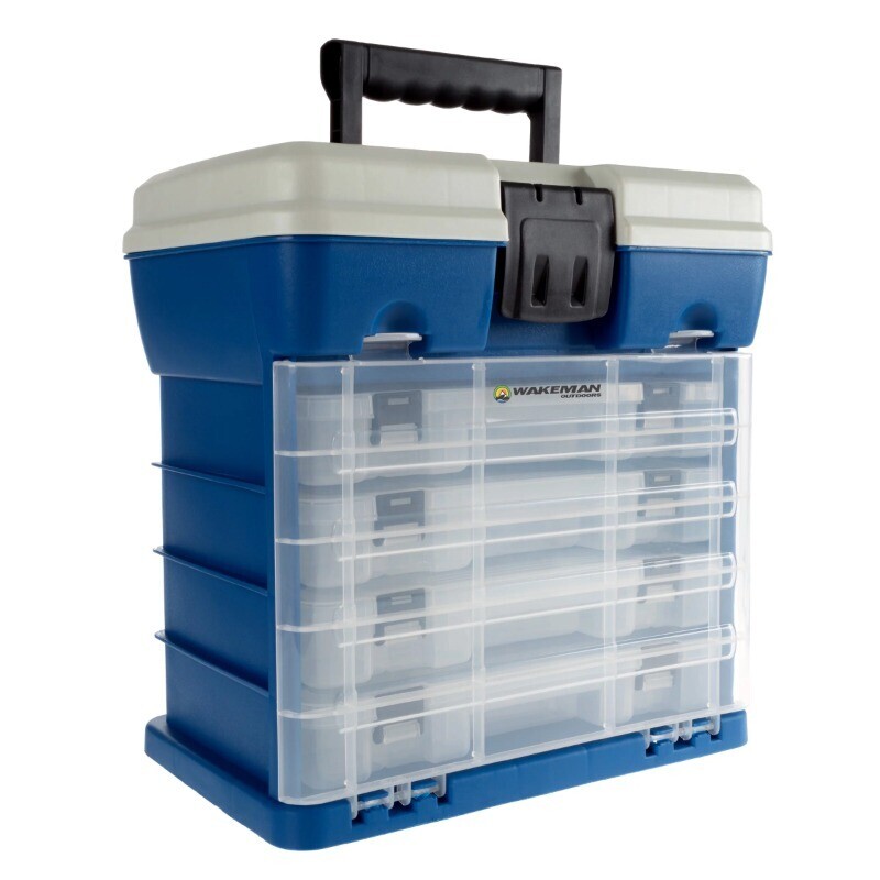 Durable 4-Drawer 19-Compartment Storage Tool Box for Camping Fishing Utility Organizer