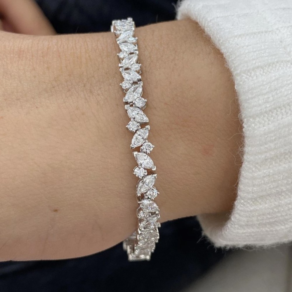 Certified 4.50Ct Marquise Lab GrownDiamond Tennis Bracelet 14k White Gold Plated
