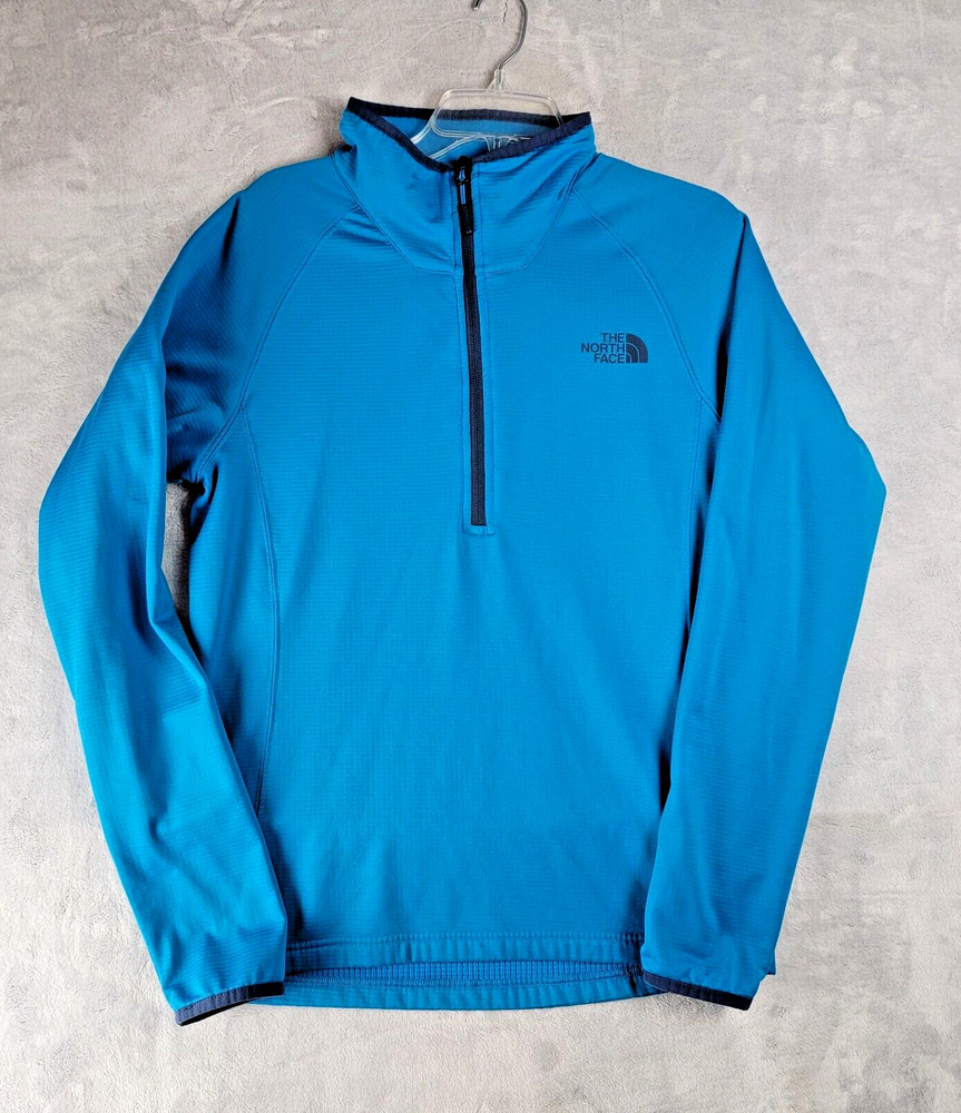 The North Face Sweater Mens Small Pullover Casual Blue Half Zip with Clack Logo