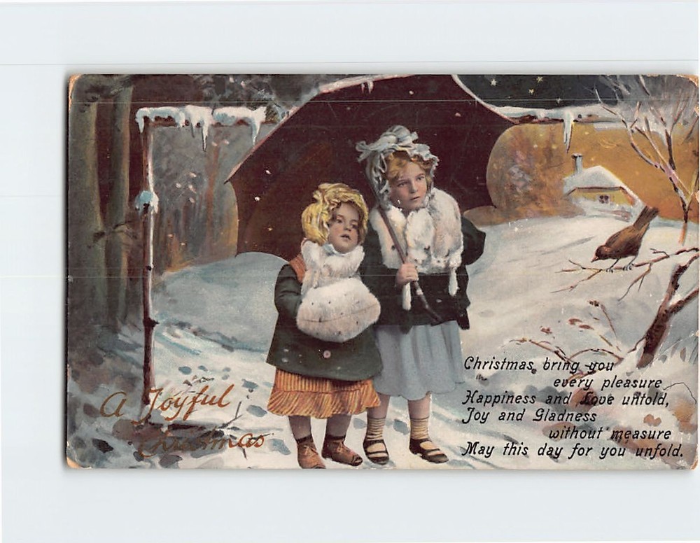 Postcard Winter Scene Christmas Holiday Greeting Card