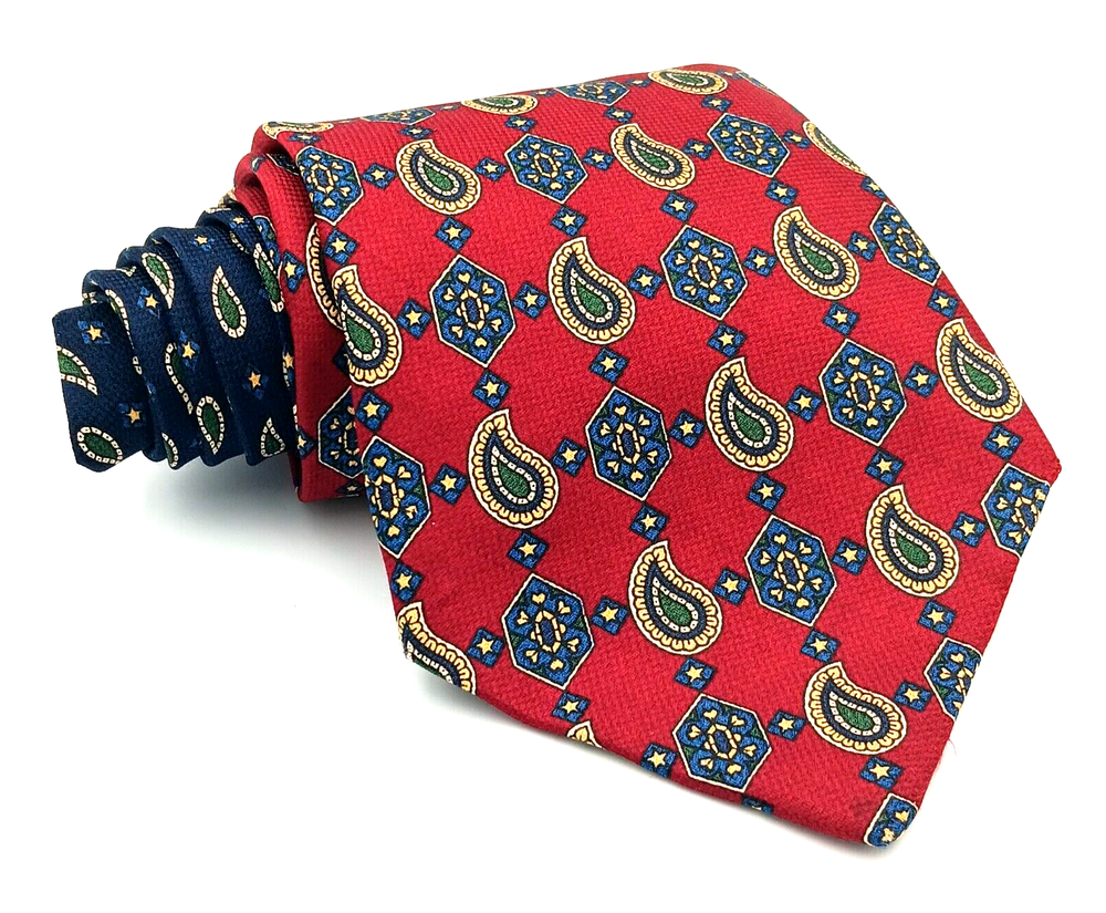Tommy Hilfiger Italian Silk Geometric Tie Red Blue Multicolor Vintage 4x60 USA
