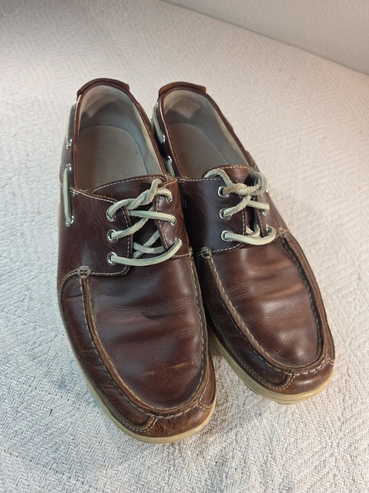 Cole Haan Boat Shoes Mens Size 9 Brown Leather Moc Toe Deck Loafers Casual
