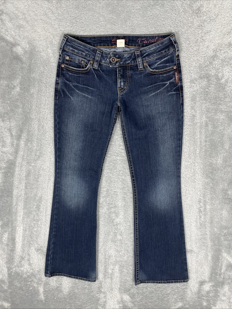 Silver Jeans Women's 28/31* Dark Blue Tuesday Bootcut Low Rise Denim Pants