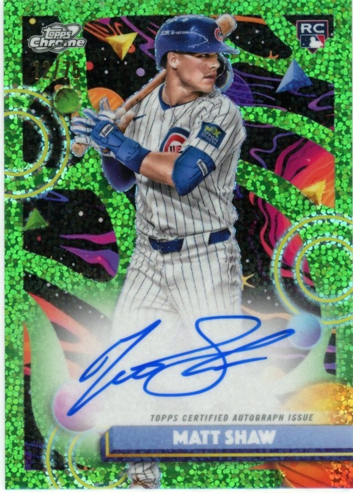 2025 Topps Cosmic Chrome Matt Shaw Green On Card Auto RC /75 Cubs
