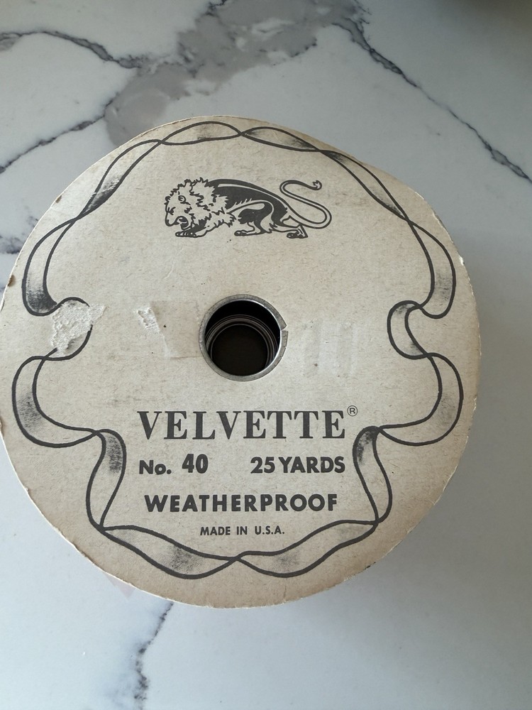 Vintage Velvette No 40 Red Velvet Ribbon 25 Yards Weatherproof Wreath Bows USA