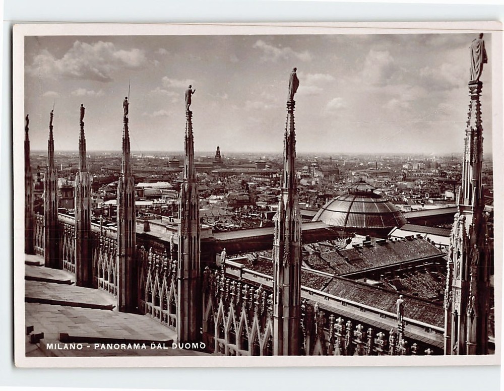Postcard Panorama Dal Duomo Milan Italy
