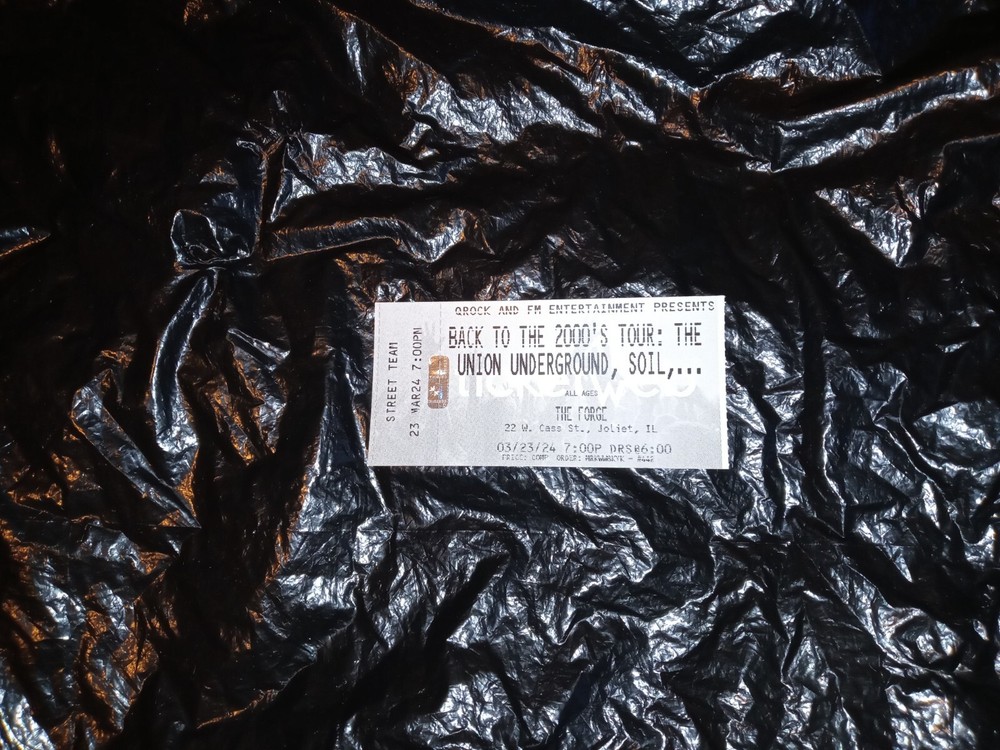 Union Underground Soil Back To 2000's Joliet IL 3/23/24 2024 Concert Ticket Stub