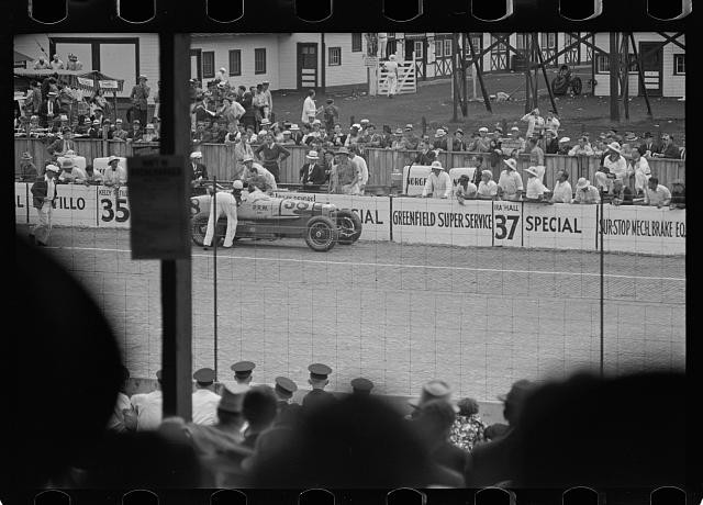Photo:1930s Auto Race Speedway Crowd Vintage Racing Car Pit Lane