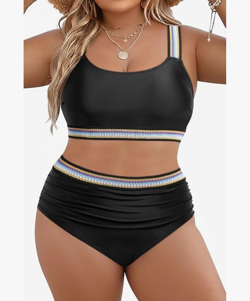 Daci Women 2pc Plus Size Bikini - High Waisted Swimsuits Tummy Control Size 18W
