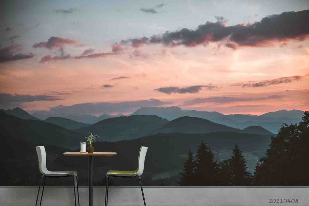 3D Sky Mountain Sunset Landscape Wall Murals Wallpaper Murals Wall Sticker