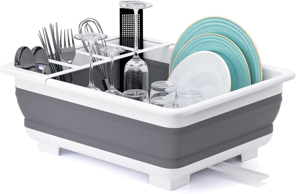 THANSTAR Collapsible Dish Drying Rack Portable Dinnerware Drainer for Kitchen RV