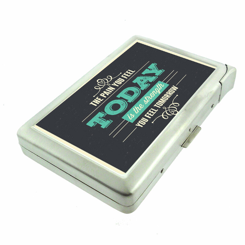 Metal Cigarette Case with Built-in Lighter - Strength EM1 100s Size Wallet Holder