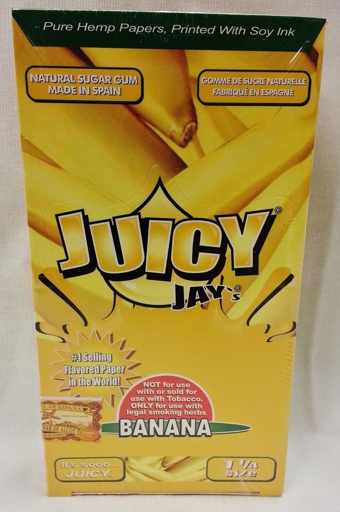 Juicy Jay 1 1/4 Banana Flavor Rolling Papers 24 Pack Free Shipping  