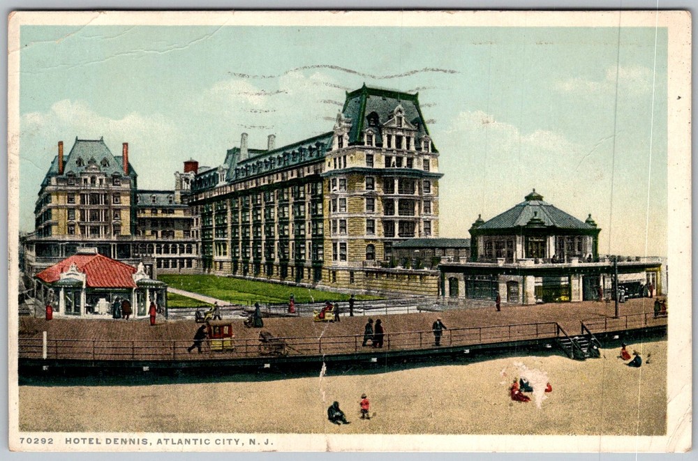 Antique Postcard Hotel Dennis Boardwalk Atlantic City, NJ 1920s