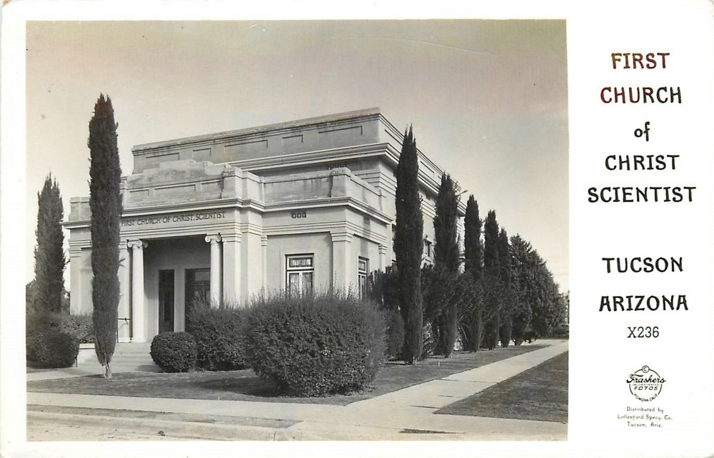 1940s Tucson Arizona 1st Church Christ Scientist Religion RPPC Postcard 26-3577