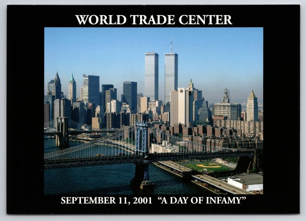 WTC Twin Towers NYC Skyline Postcard 9/11 A Day of Infamy Limited Ed