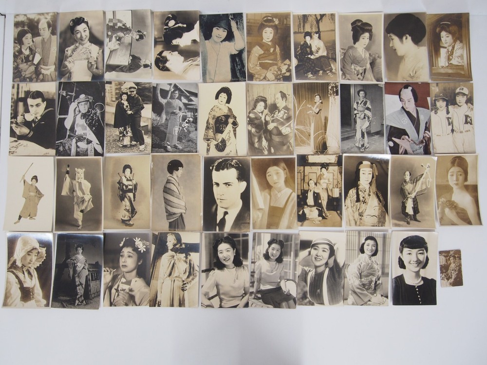 Japanese Postcard x39 cards: Kabuki Actor, Actress, Beauty, Bromide, Showa Retro