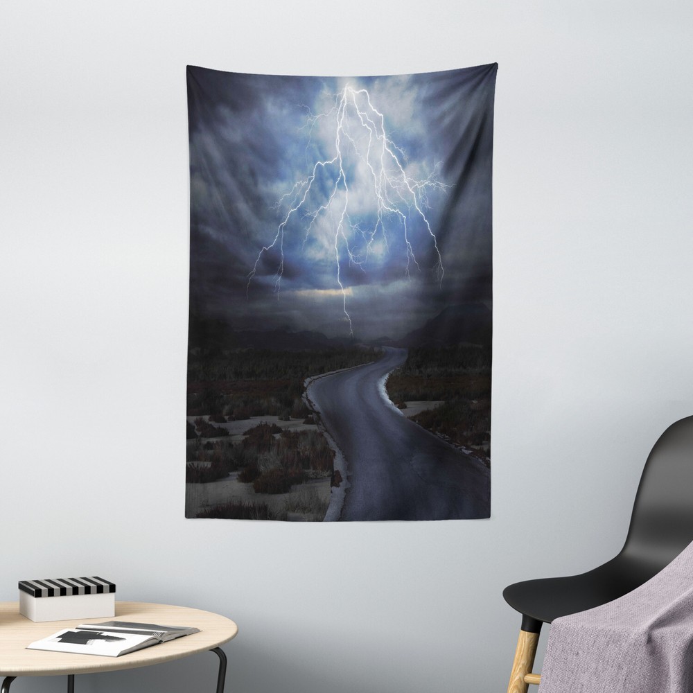 Nature Tapestry Thunderstorm over Road Print Wall Hanging Decor