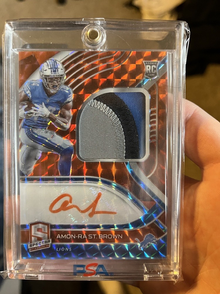 Amon Ra St Brown Spectra RPA Rookie 3 Color Patch Orange /15