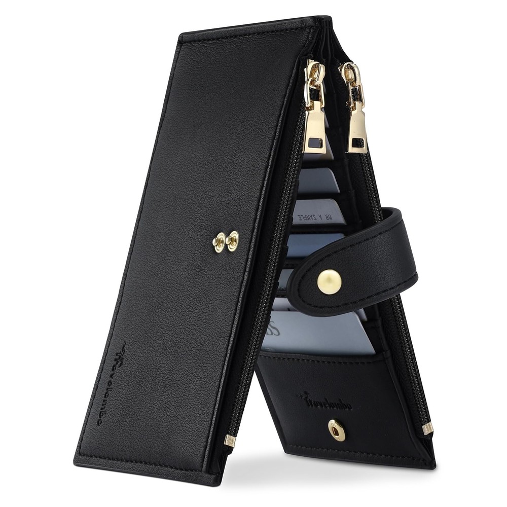 Travelambo Slim RFID Blocking Leather Wallet for Women Bifold Card Holder