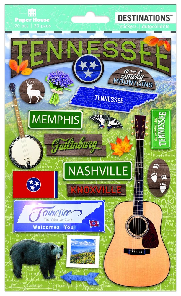 Tennessee Travel Sticker Pack - 3 Unique 2D Designs
