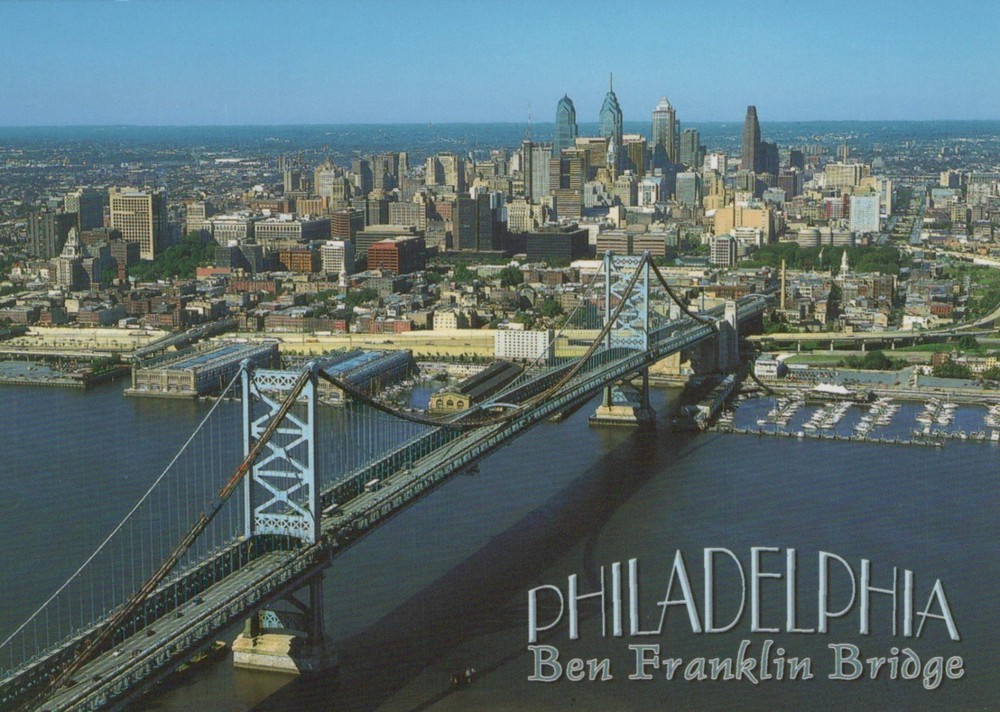 Ben Franklin Bridge Philadelphia Pennsylvania 4x6 Postcard