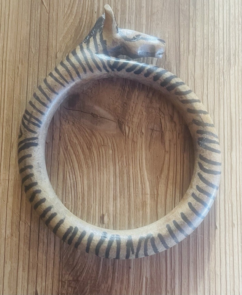 Wood Zebra Bangle Bracelet