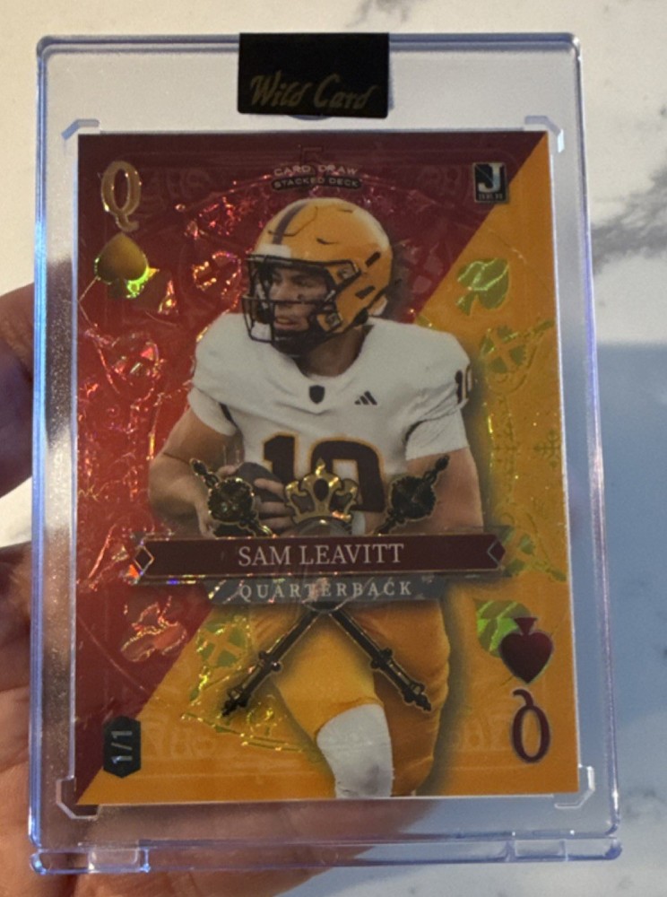 Wild Card 5 Draw Stacked Deck Queen Hearts Sam Leavitt 1/1 Color Match ASU LSU