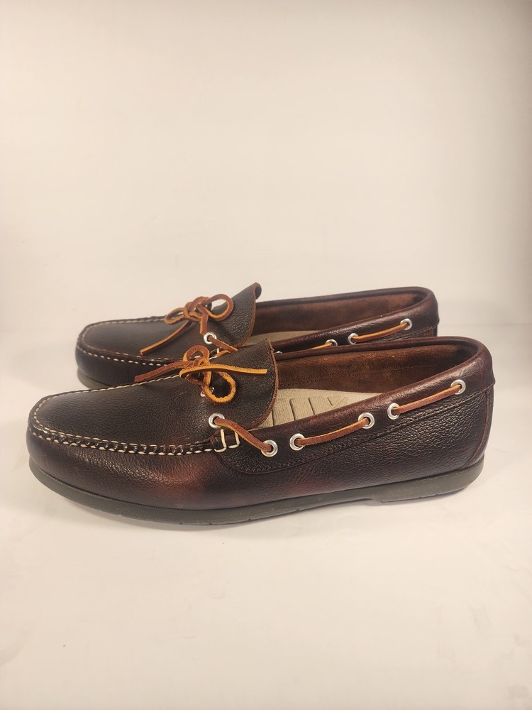 LL Bean Hand Sewn Brown Leather Camp Mocs Boat Deck Shoes Moccasin Size 12 EE