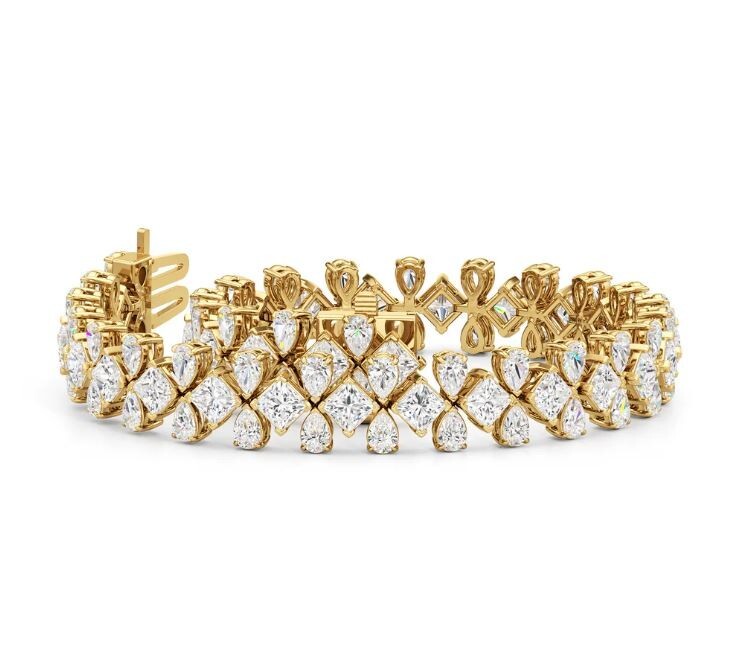 9Ct Pear Simulated Diamond 925 Yellow Sterling Silver Attractive Tennis Bracelet