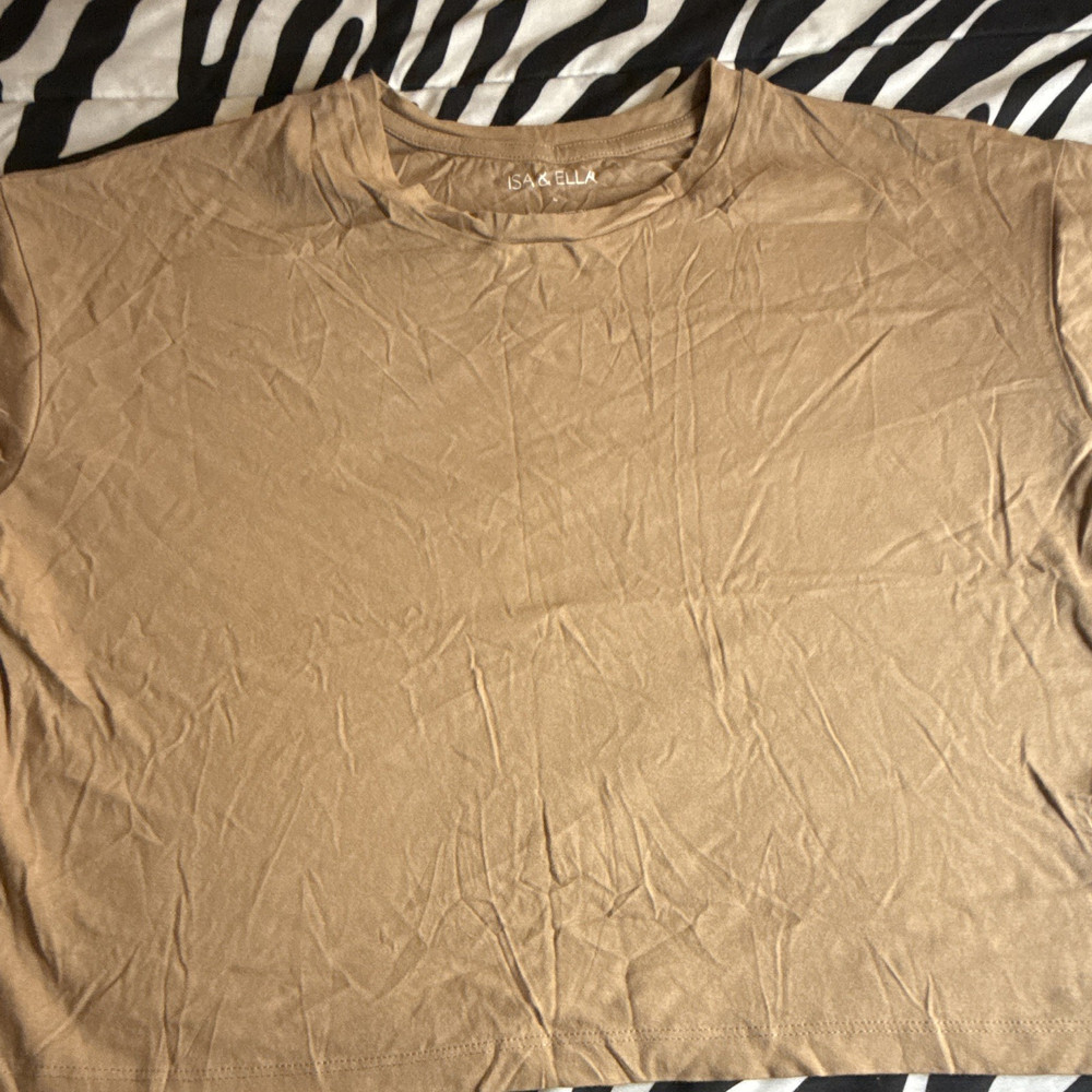 ISA & ELLA Brown Organic Cotton Solid Short Sleeve Crew Neck T-Shirt Men's L