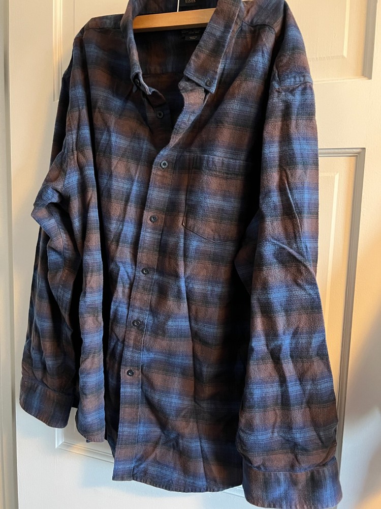 Pendleton Shirt Mens XXL Blue and Brown Plaid Mason Flannel Button Down 2XL