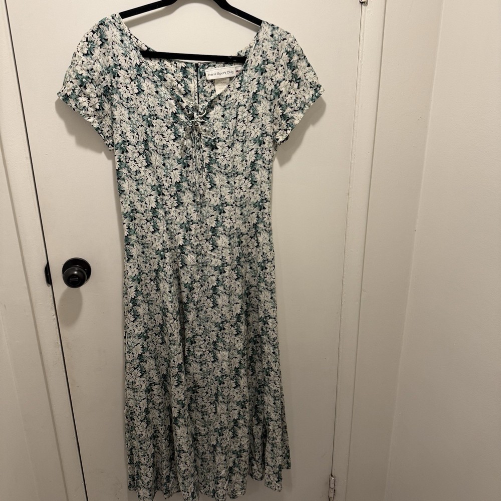 Paris Sport Club Vintage Midi Floral Dress 90s Grunge Prairie Cottagecore