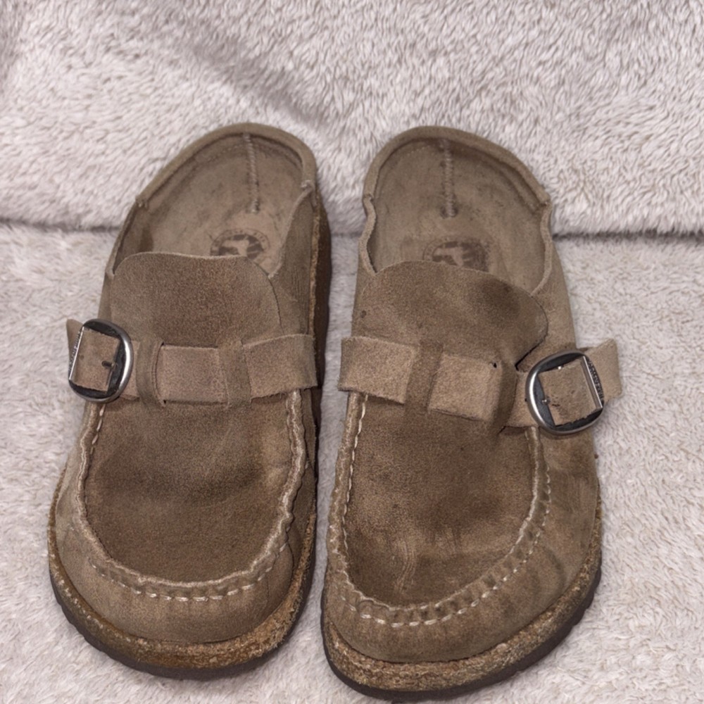 Birkenstock Buckley Clog Beige Suede Women's Comfort Shoes EU Size 39