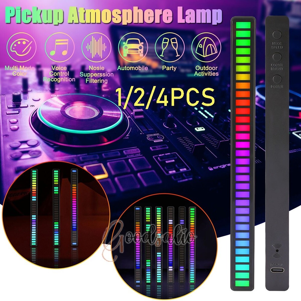 32Bit Sound Control Ambient Light Bar Home Party Bar Decor Rechargeable RGB LED