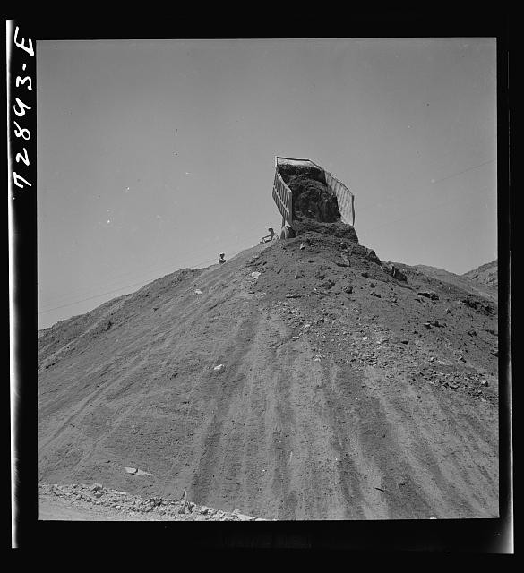 Photo:Shasta Dam Shasta County California 1942 Dumping Excavated Dirt Load